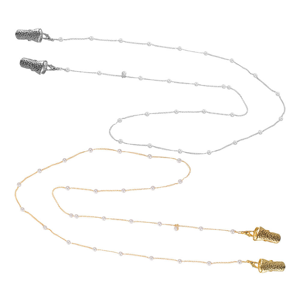 Mask Chain Holder - 여성을위한 2Pcs 펄 안경 체인 마스크